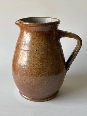 Vintage Salt Glazed Redware Pitcher Heavy Primitive Studio Pottery